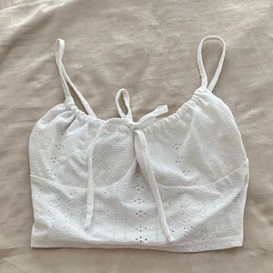 SHEIN White Eyelet Lace Crop Top